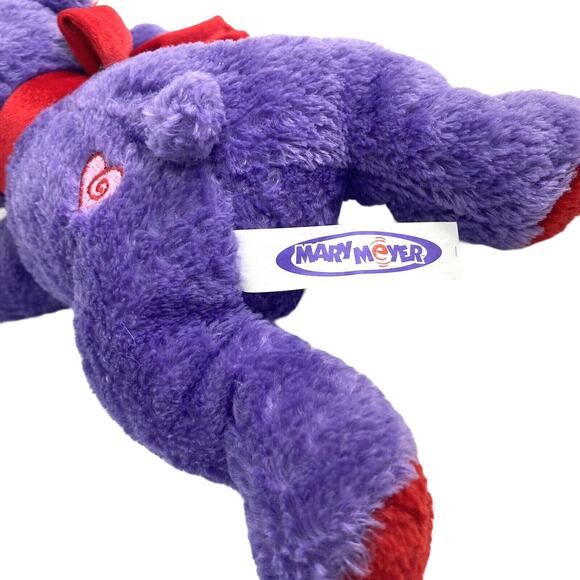 MARY MEYER Vintage 2000 Purple Red Heart Bear Weighted Stuffed Animal Plush - Picture 7 of 10